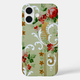 Coque Pour iPhone 16 Papier peint vintage Floral Motif, Fleurs ancienne