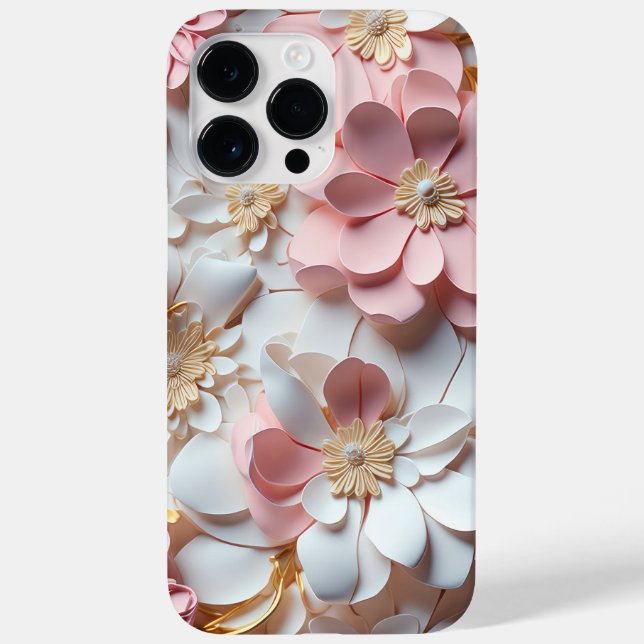 COQUES Case-Mate iPhone PAPIER ROSE ET BLANC FLEURS DE REGARDE 3D (Verso)