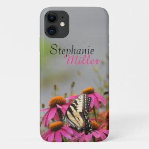 Case-Mate iPhone Case Papillon à queue jaune sur les fleurs roses