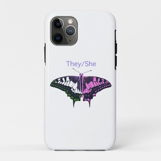 Coques Case-Mate iPhone Papillon à queue noire non binaire (Dos)