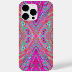 Coque Pour Pour iPhone 14 Pro Max Papillon Abstrait Rose, Aqua et Magenta Trippy