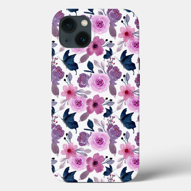 Coques Case-Mate iPhone Papillon aquarelle et fleurs roses (Verso)