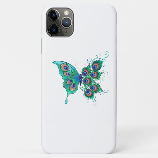 Coques Case-Mate iPhone Papillon aux plumes de paon vert (Dos)