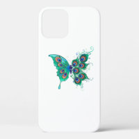 Papillon aux plumes de paon vert