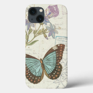 Etui iPhone 13 Papillon bleu et Brown