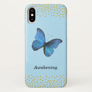 Case-Mate iPhone Case Papillon bleu et Confetti d'or