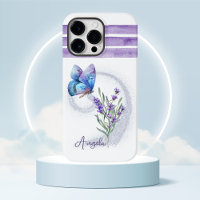 Papillon bleu et lavande personnalisée