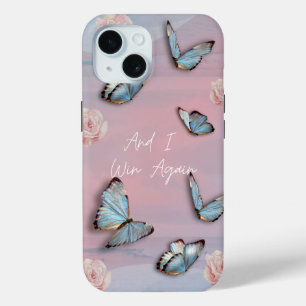 Coque Pour iPhone 15 Papillon bleu, rose rose rose motrice boîtier télé