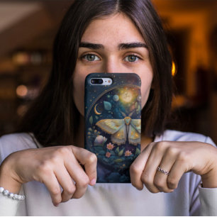 Coque Pour iPhone 16 Papillon Céleste et Pleine Lune – Nuit Enchantée