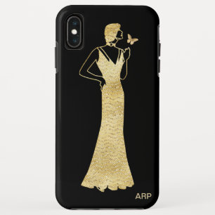 Case-Mate iPhone Case Papillon de femme de parties scintillantes d'or de