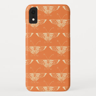 Coque Pour iPhone XR Papillon Deco stylisé - corail orange