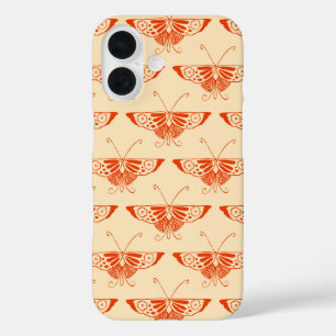 Coque Pour iPhone 16 Papillon déco stylisé - mandarin orange