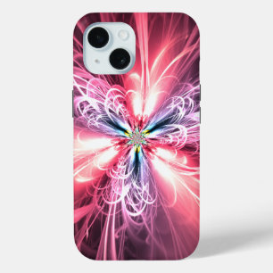 Coque Pour iPhone 15 Papillon d'énergie rose Art fractal