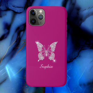 Case-Mate iPhone Case Papillon Diamant Blanc, Nom du script, Fuchsia pro