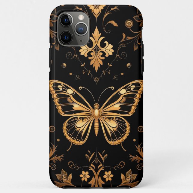 Coques Case-Mate iPhone Papillon doré élégant orné (Dos)