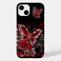 Papillon et Rose de cristal de rubis