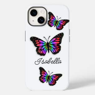 Coque Pour iPhone 14 Papillon et votre nom Personnalisé