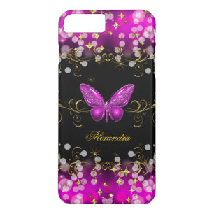 Coques Pour iPhone Papillon Exotique Chaud Rose Or Noir Étincelles