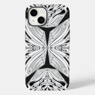 Coque Pour iPhone 14 Papillon gris noir et blanc ailé Abstrait