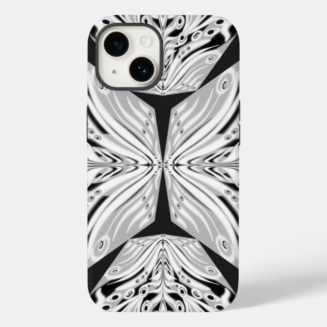 Coques Case-Mate iPhone Papillon gris noir et blanc ailé Abstrait (Verso)