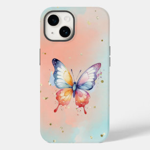 Coque Pour iPhone 14 Papillon mignon et base pastel douce