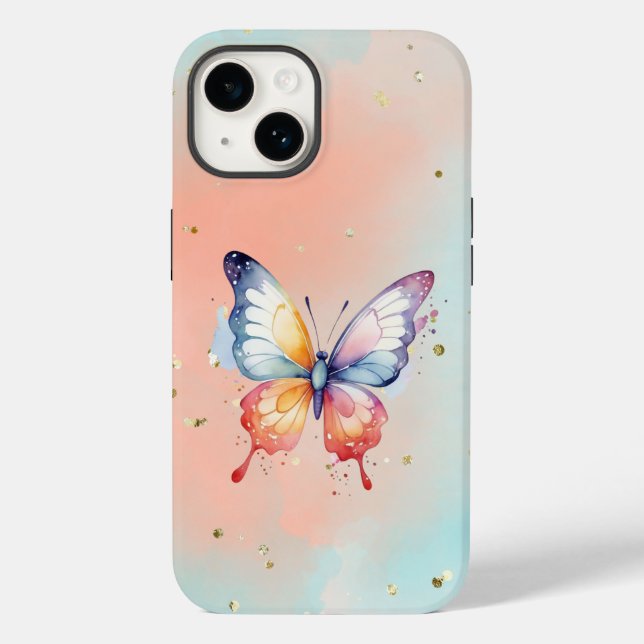 Coques Case-Mate iPhone Papillon mignon et base pastel douce (Verso)