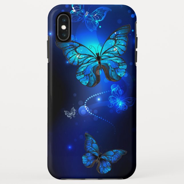 Coques Case-Mate iPhone Papillon Morpho sur fond sombre (Dos)