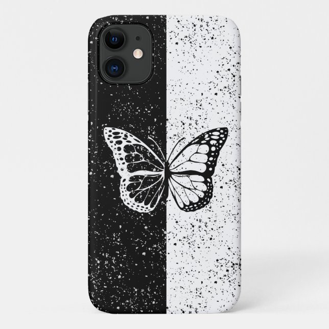 Coques Case-Mate iPhone Papillon noir et blanc élégant Classy pointillé (Dos)