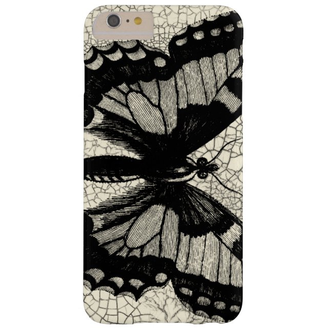 Coques Case-Mate iPhone Papillon noir et blanc sur Arrière - plan fissuré (Dos)