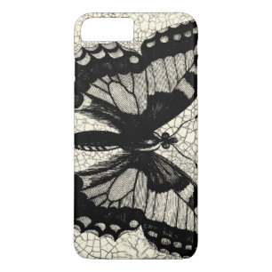 Coque iPhone 8 Plus/7 Plus Papillon noir et blanc sur l'arrière - plan criqué