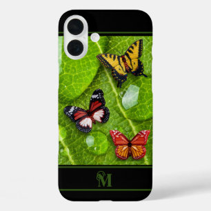 Coques iPhone 16 Plus Papillon Raindrops Nature feuille