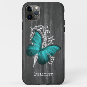 Case-Mate iPhone Case Papillon rustique turquoise personnalisé