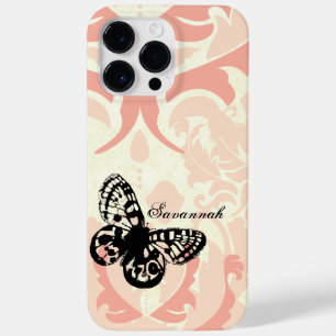 Coque Pour Pour iPhone 14 Pro Max Papillon vintage tout simplement Peachy Damask coq