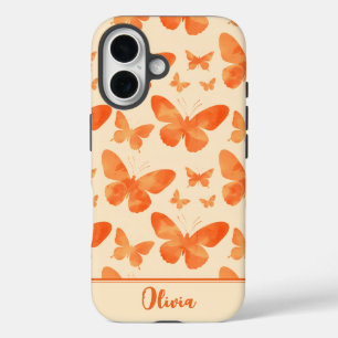 Coque Pour iPhone 16 Papillons à aquarelle orange