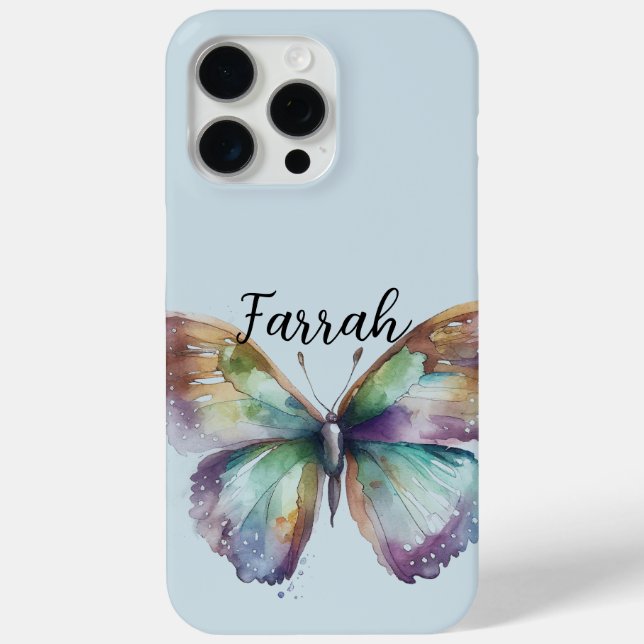 Coques Case-Mate iPhone Papillons à menthe bleu violet Aqua Gold (Verso)