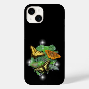 Coque Pour iPhone 14 Papillons avec Raindrops Feuille étoiles