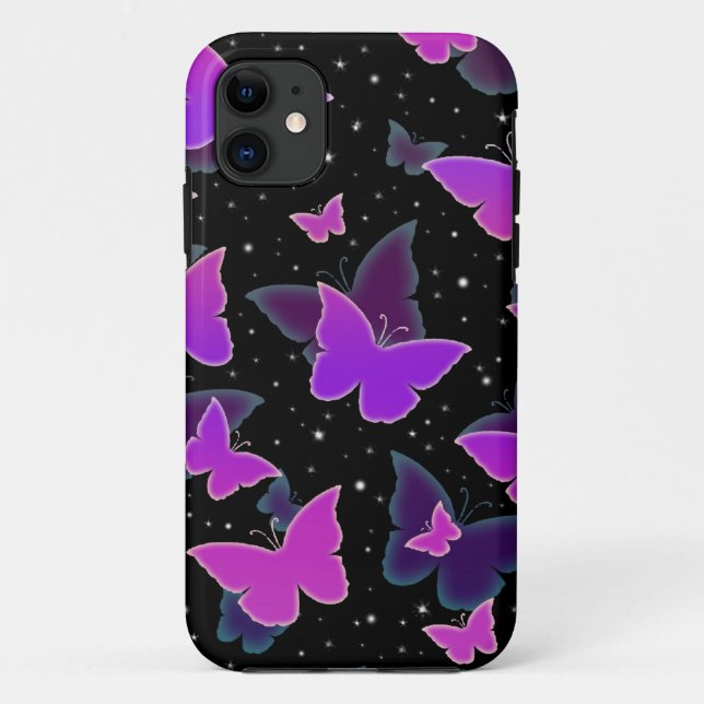 Coques Case-Mate iPhone Papillons cosmiques en violet (Dos)