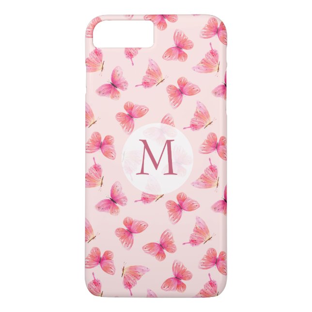 Coques Case-Mate iPhone Papillons d'aquarelle Monogram Blush (Dos)