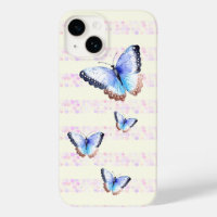 Papillons d'aquarelle sur les rayures légères de B