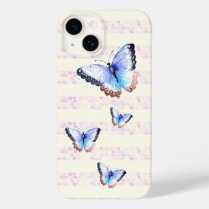 Coque Pour iPhone 14 Papillons d'aquarelle sur les rayures légères de B