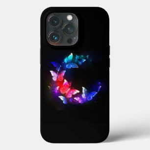 Case-Mate iPhone Case Papillons de nuit néon lumineux sur fond noir