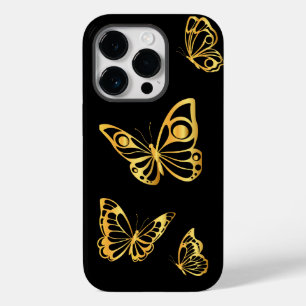Coque Pour iPhone 14 Pro Papillons d'or