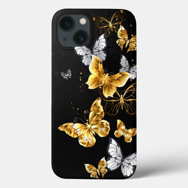 Coques Case-Mate iPhone Papillons dorés et blancs (Verso)
