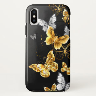 Case-Mate iPhone Case Papillons dorés et blancs