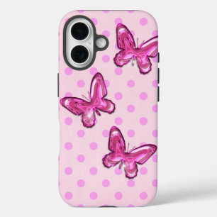Coque Pour iPhone 16 Papillons en verre rose