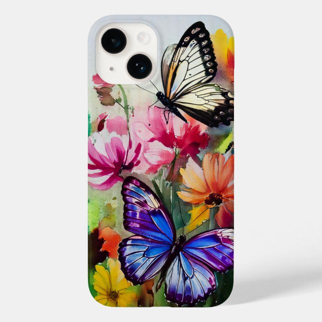 Coques Case-Mate iPhone Papillons et fleurs (Verso)