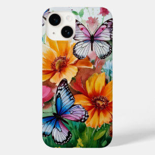Coque Pour iPhone 14 Papillons et fleurs