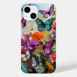 Coque Pour iPhone 14 Papillons et fleurs