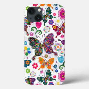 Etui iPhone Case-Mate Papillons et fleurs colorés rétro Motif