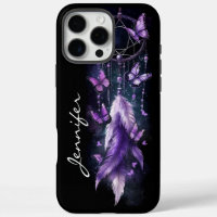 Papillons et plumes pourpres Dreamcatcher